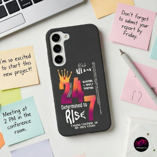 Black All Day 24/7 Slogan Graphic-Women Samsung Galaxy Case
