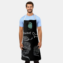 Black All-Over Print Apron Snake Sweet Large