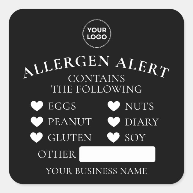 Black Allergy Alert Bakery Cake Bread Food Sticker (Front)