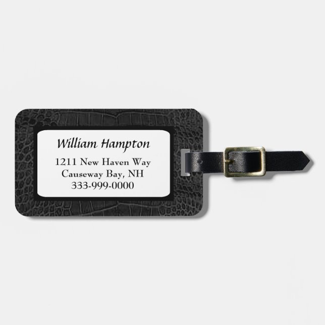 Black Alligator Look Custom Luggage Tag (Front Horizontal)