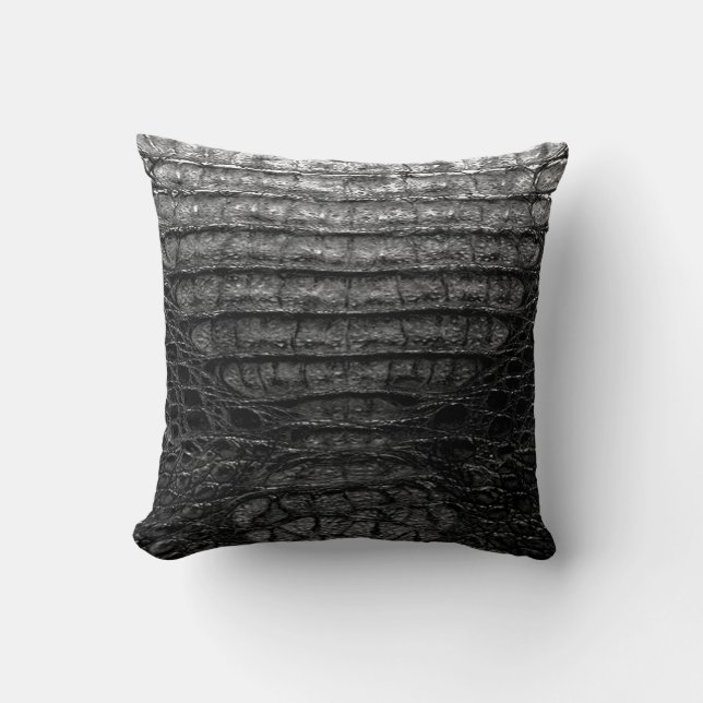 Black Alligator Print Pillow #1 (Front)