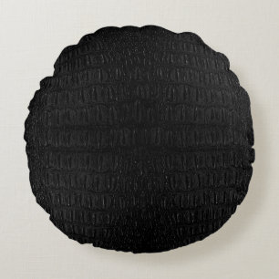 Black Alligator Skin Print New Round Pillow