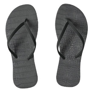 Black Alligator Texture Print Flip Flops