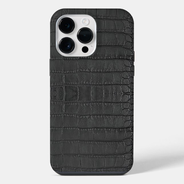 Black Alligator Texture Print iPhone Case (Back)