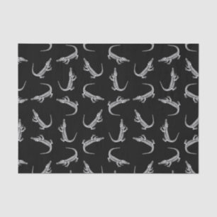 Black Alligators Print Pattern Animal Art Design Tissue Paper