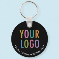 Black Aluminum Keychain Custom Business Logo Round