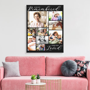Black Always Remembered Forever Loved 9 Photos Canvas Print