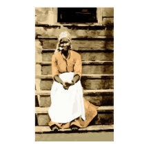 Black America Woman on Porch Vintage Postcard