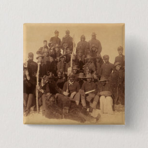 Black American Fighting Cavalry: Buffalo Warriors 2 Inch Square Button