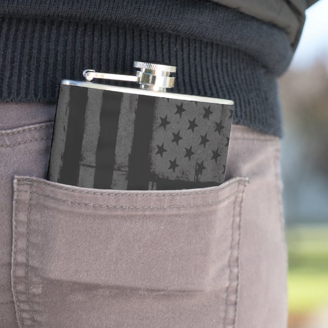 Black American flag Hip Flask (In Situ)