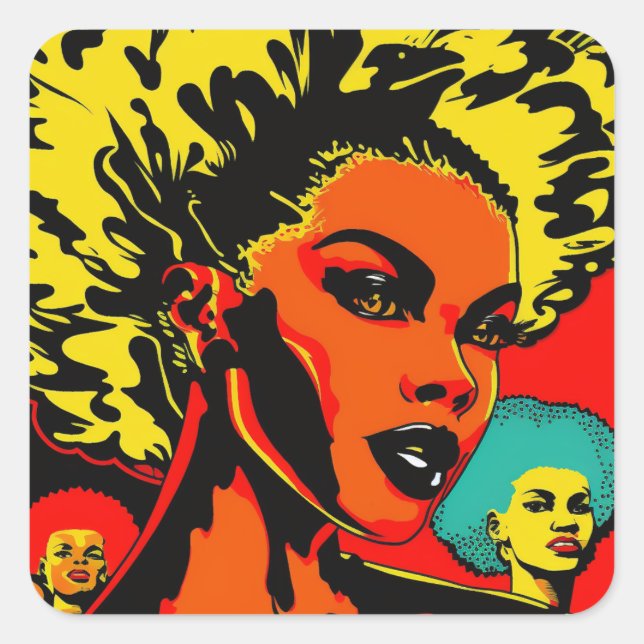 Black American Pop Art Stickers (Front)