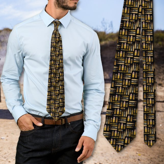 Black Ammo Bullets Cartridges Pattern Tie (Creator Uploaded)