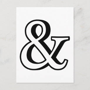 &, black ampersand sign with shadow postcard