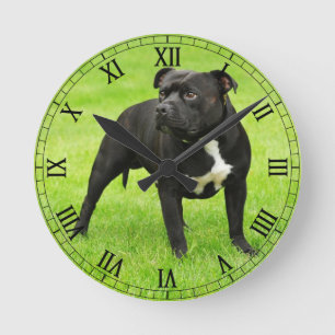 Black Amstaff Round Clock