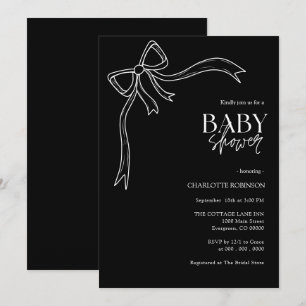 Black an White Bow Baby Shower  Invitation