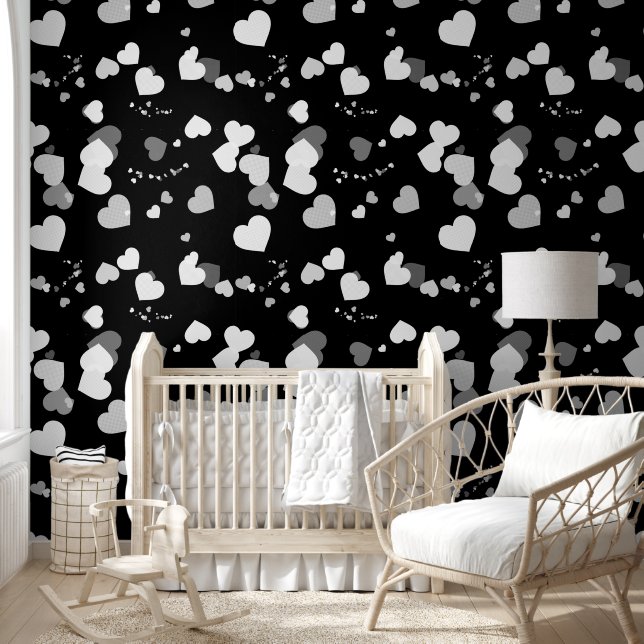 Black an white love hearts wallpaper (Kids)