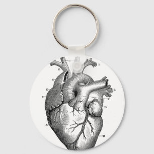 Black Anatomical Heart Keychain