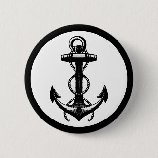 Black Anchor Double Rope 2 Inch Round Button