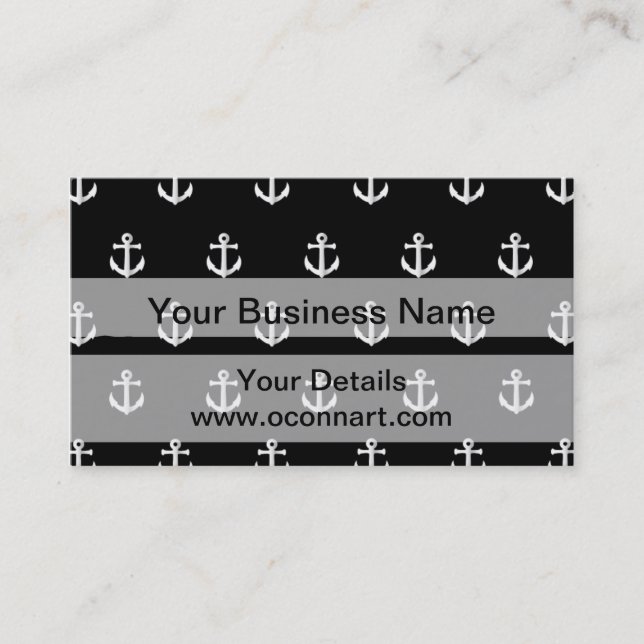 Black anchor pattern business card (Front)
