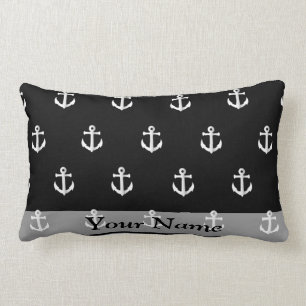 Black anchor pattern lumbar pillow