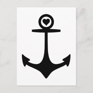 Black Anchor with heart Postcard