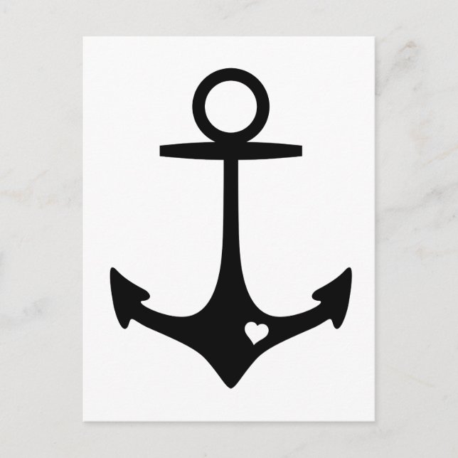 Black Anchor with heart Postcard (Front)