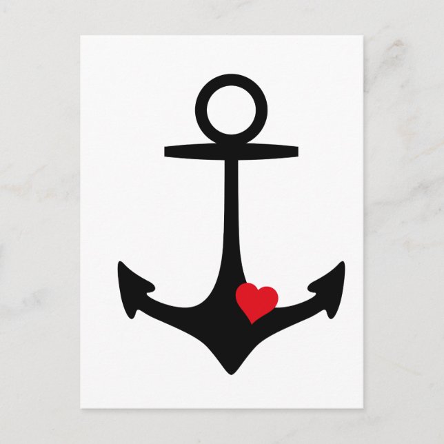 Black Anchor with heart Postcard (Front)