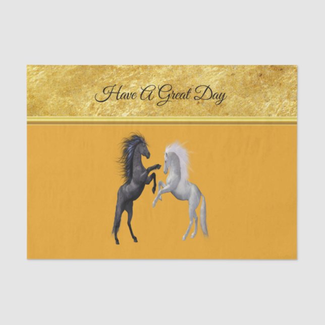 Black and a white Horse that are fighting Tissue Paper (Front)