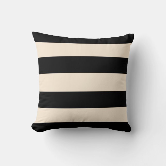 Black and Antique White Stripes Throw Pillow (Front)