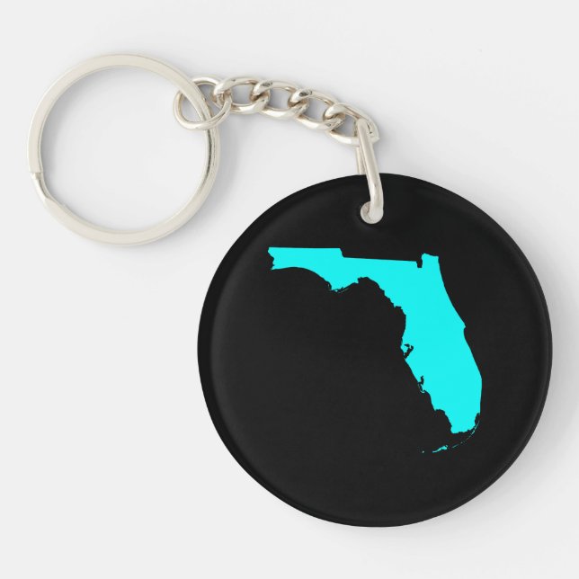 Black and Aqua Florida Keychain (Front)