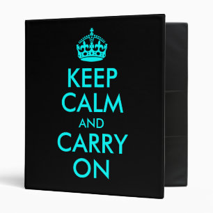 Black and Aqua Keep Calm and Carry On Binder