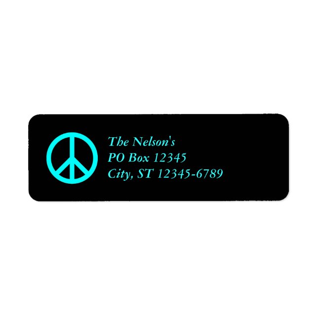 Black and Aqua Peace Symbol (Front)