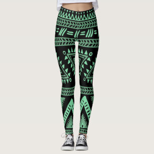 Black and Aqua Tribal Leggings