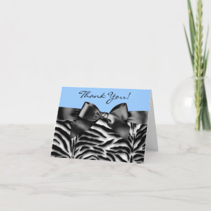 Black and Baby Blue Zebra Thank You Cards