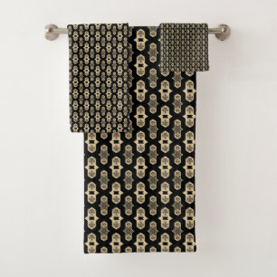 Black and Beige 201 Bath Towel Set