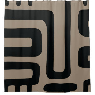 Black and Beige Abstract Shower Curtain