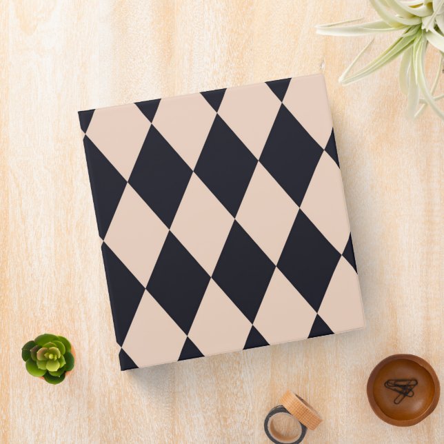 Black and Beige Argyle Diamond Stripe Pattern  Binder (In Situ)