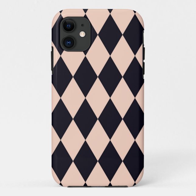Black and Beige Argyle Diamond Stripe Pattern Case-Mate iPhone Case (Back)