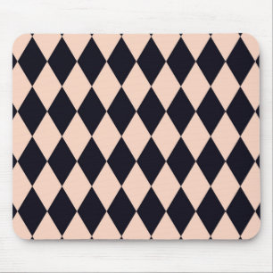 Black and Beige Argyle Diamond Stripe Pattern Mouse Pad