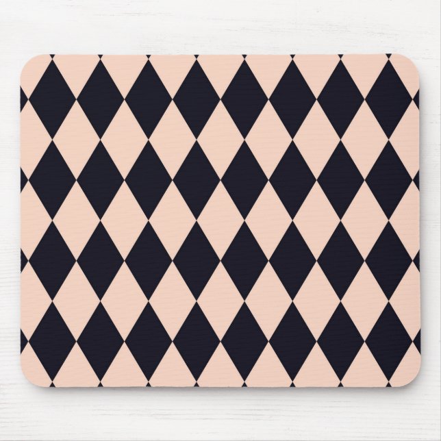 Black and Beige Argyle Diamond Stripe Pattern Mouse Pad (Front)