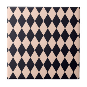 Black and Beige Argyle Diamond Stripe Pattern  Tile