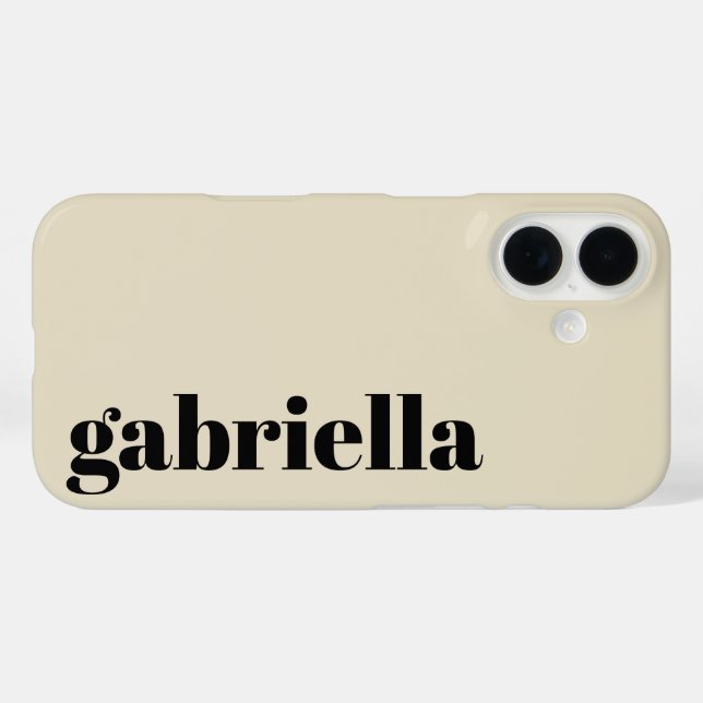 Black and Beige Bold Typography Personalized Name  Case-Mate iPhone Case (Back (Horizontal))