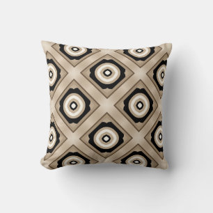 Black and Beige Diamond Contrast Throw Pillow