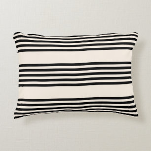 Black and beige five stripe pattern accent pillow