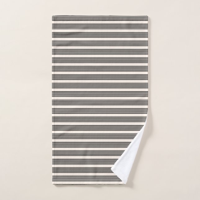 Black and beige five stripe pattern hand towel (Hand Towel)