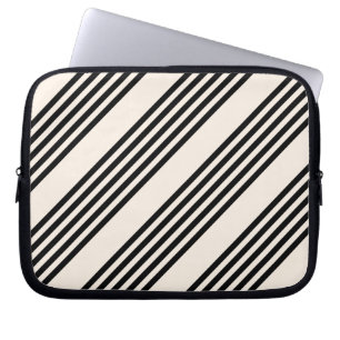 Black and beige five stripe pattern laptop sleeve