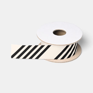 Black and beige five stripe pattern satin ribbon
