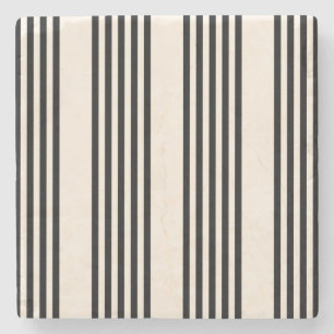 Black and beige five stripe pattern stone coaster