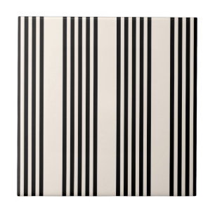Black and beige five stripe pattern tile