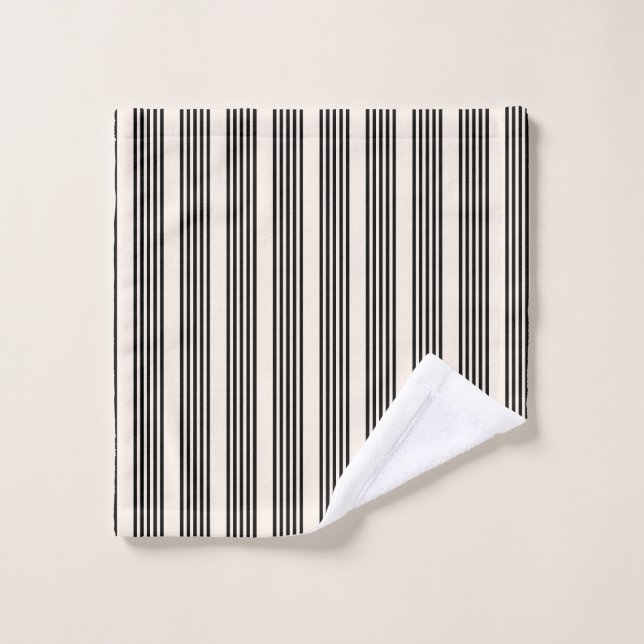 Black and beige five stripe pattern wash cloth (Wash Cloth)
